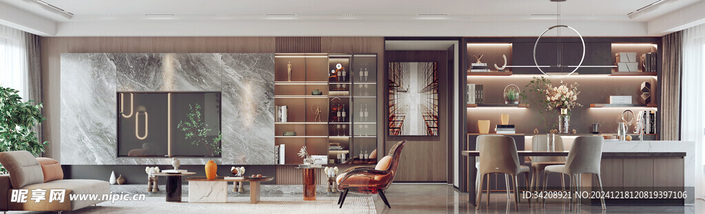 现代简约高级感新中式复古风客厅