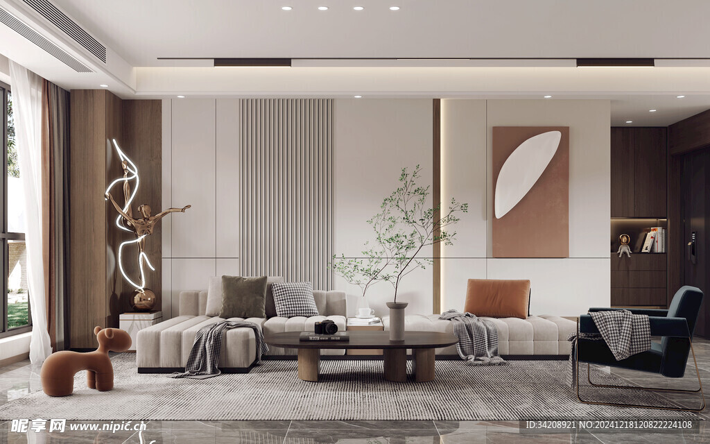 现代简约高级感新中式复古风客厅