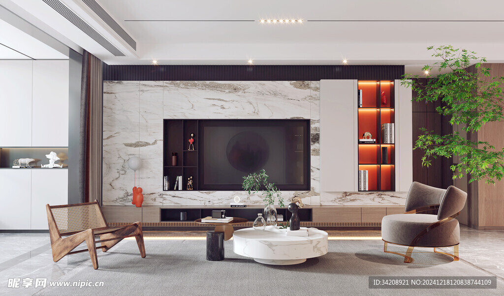 现代简约高级感新中式复古风客厅