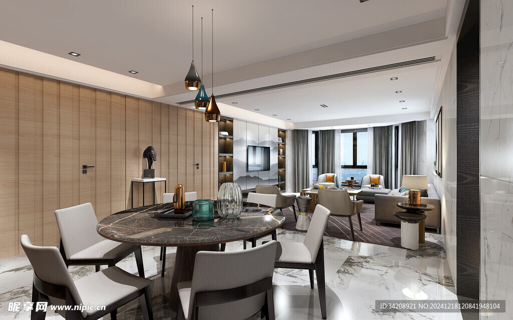 现代简约高级感新中式复古风客厅