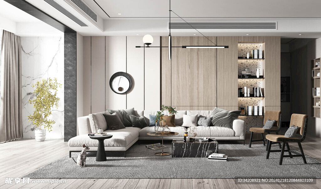 现代简约高级感新中式复古风客厅