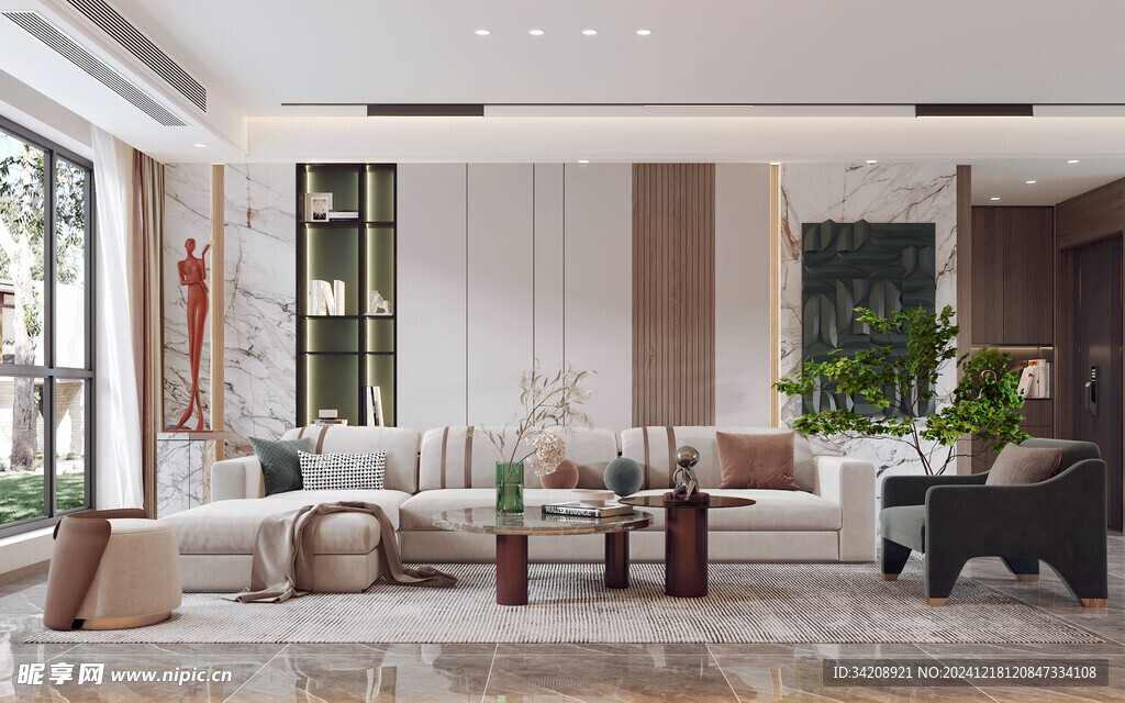 现代简约高级感新中式复古风客厅