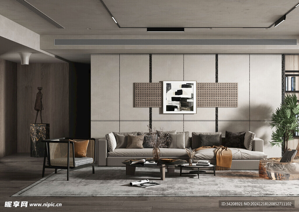 现代简约高级感新中式复古风客厅