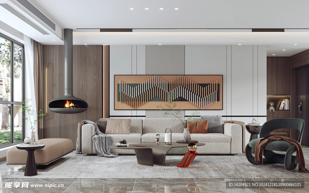 现代简约高级感新中式复古风客厅