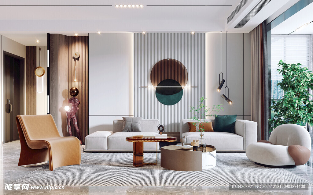 现代简约高级感新中式复古风客厅