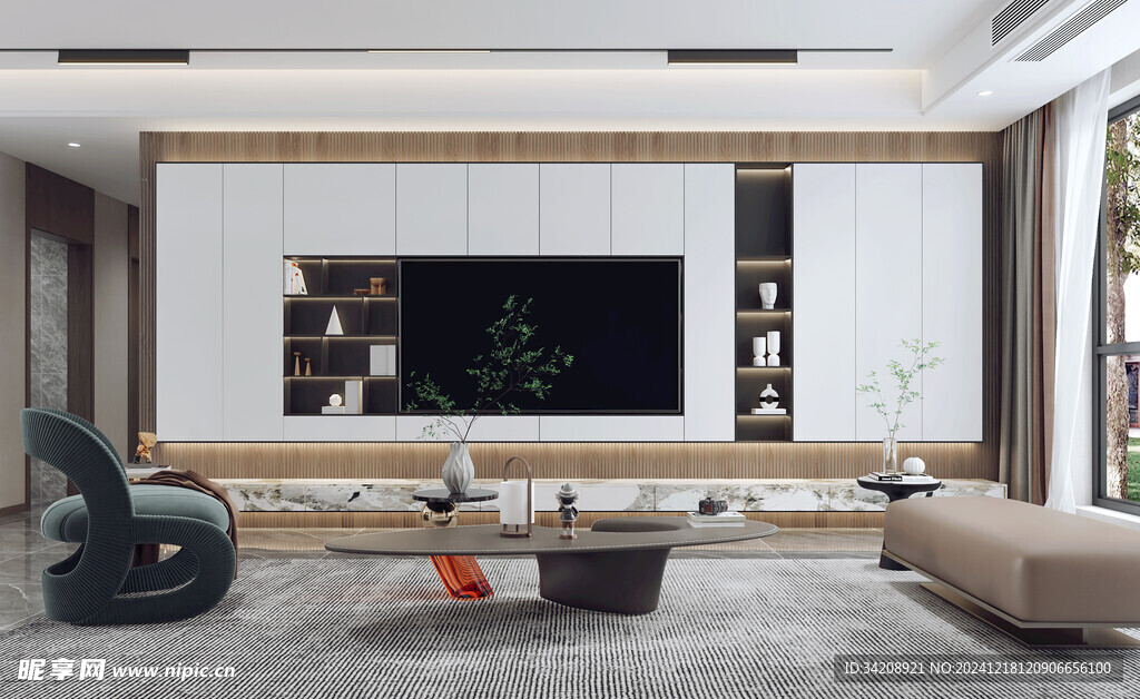 现代简约高级感新中式复古风客厅