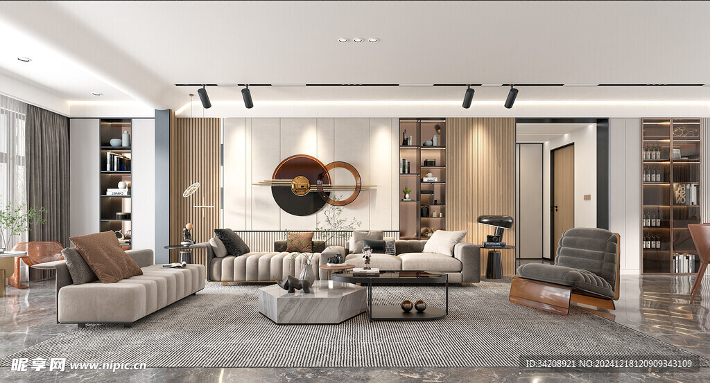 现代简约高级感新中式复古风客厅