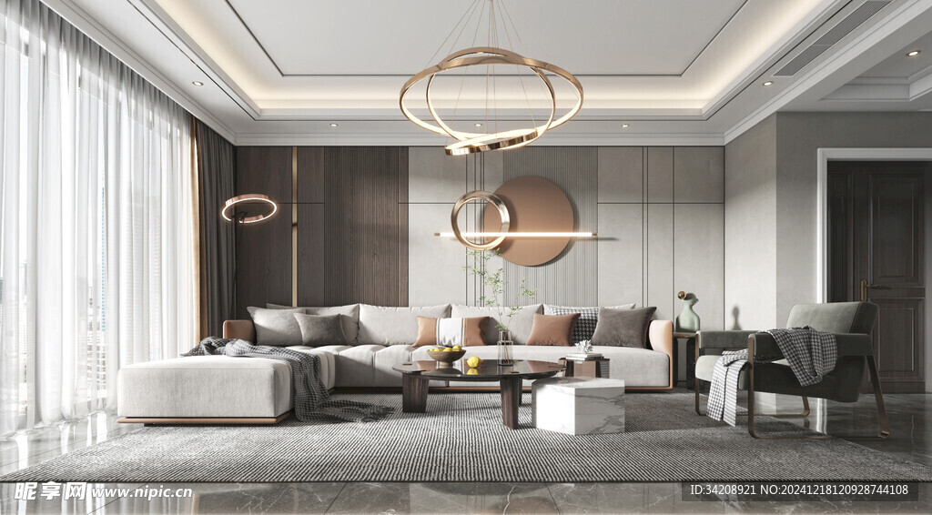 现代简约高级感新中式复古风客厅