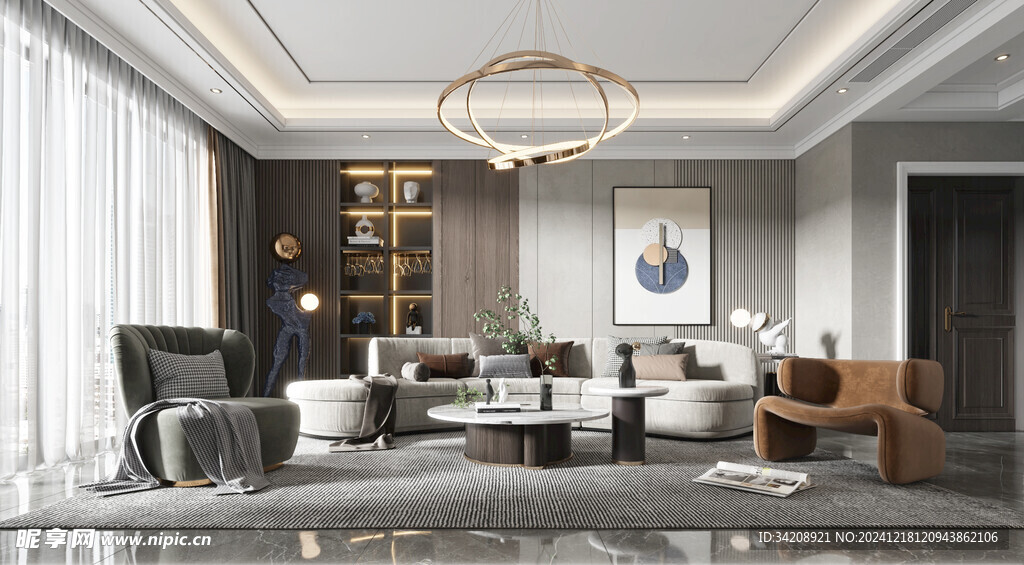 现代简约高级感新中式复古风客厅