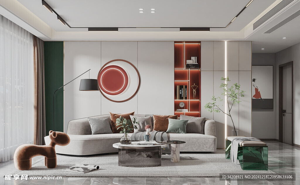 现代简约高级感新中式复古风客厅