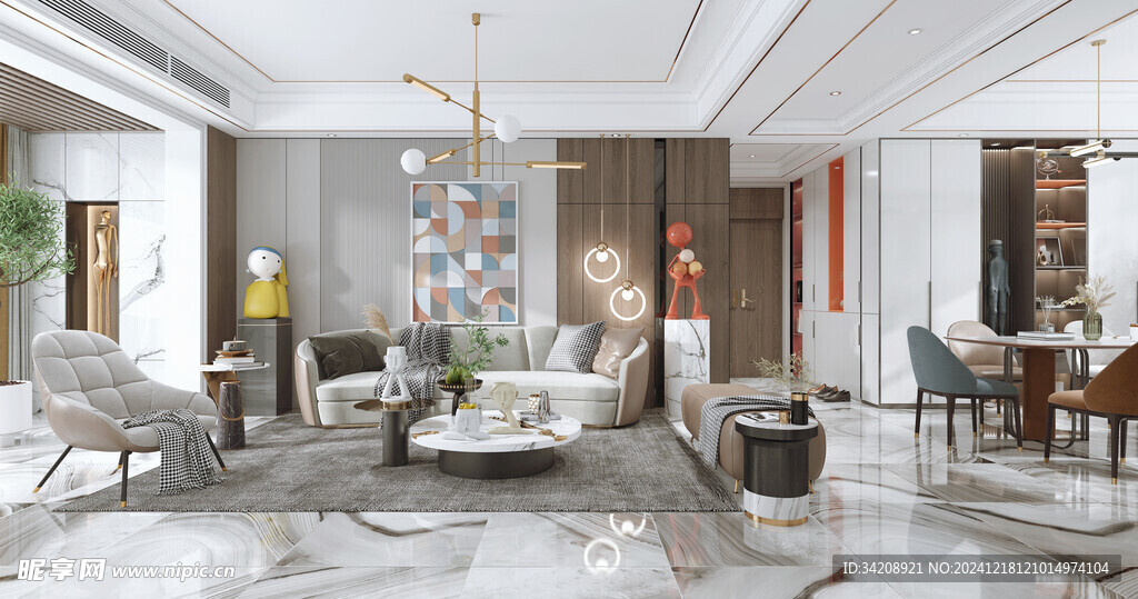 现代简约高级感新中式复古风客厅