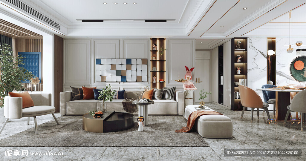 现代简约高级感新中式复古风客厅