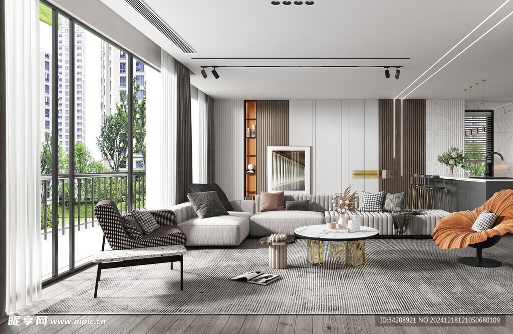 现代简约高级感新中式复古风客厅