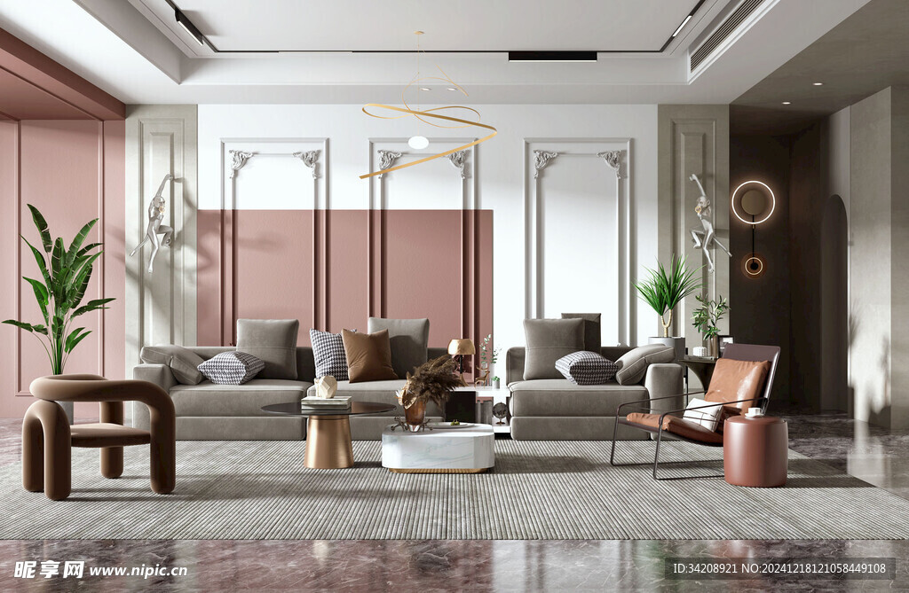 现代简约高级感新中式复古风客厅