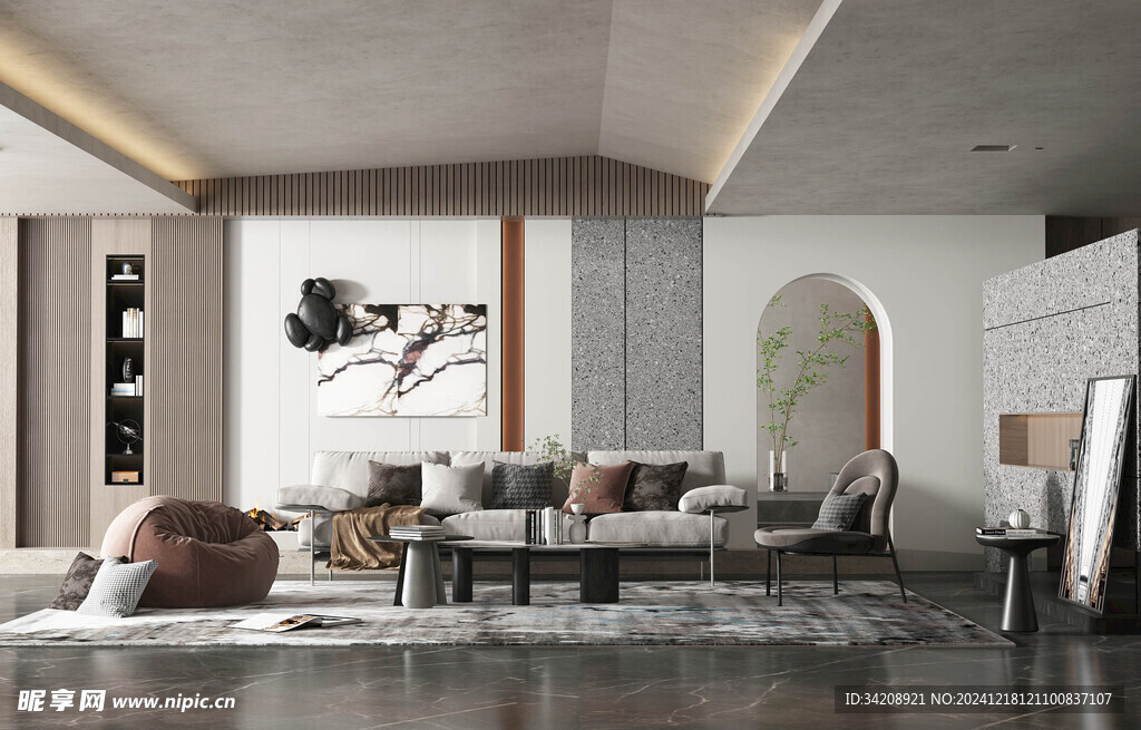 现代简约高级感新中式复古风客厅