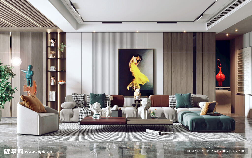 现代简约高级感新中式复古风客厅