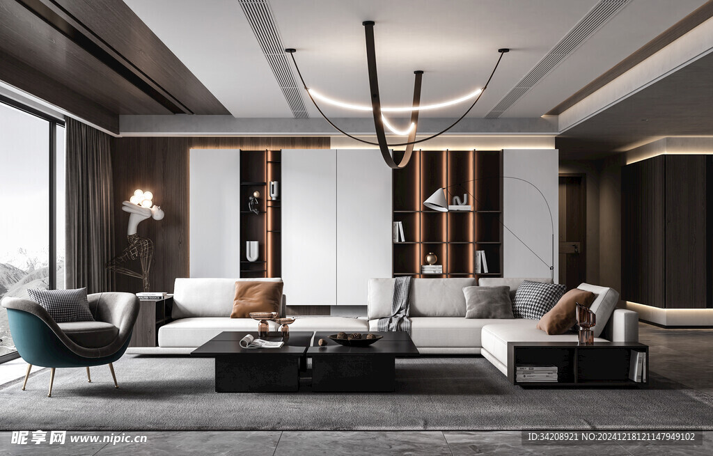 现代简约高级感新中式复古风客厅