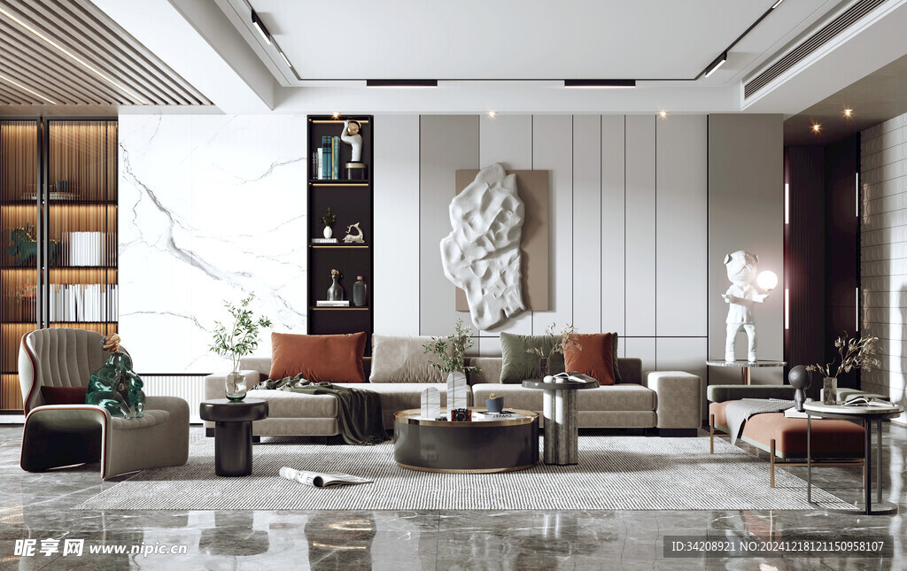 现代简约高级感新中式复古风客厅