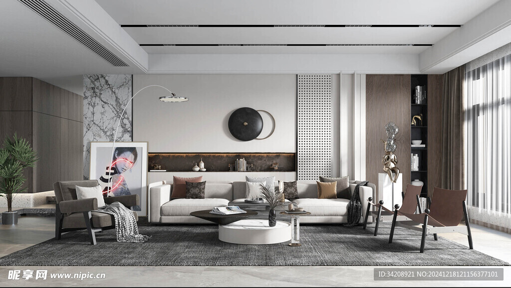 现代简约高级感新中式复古风客厅