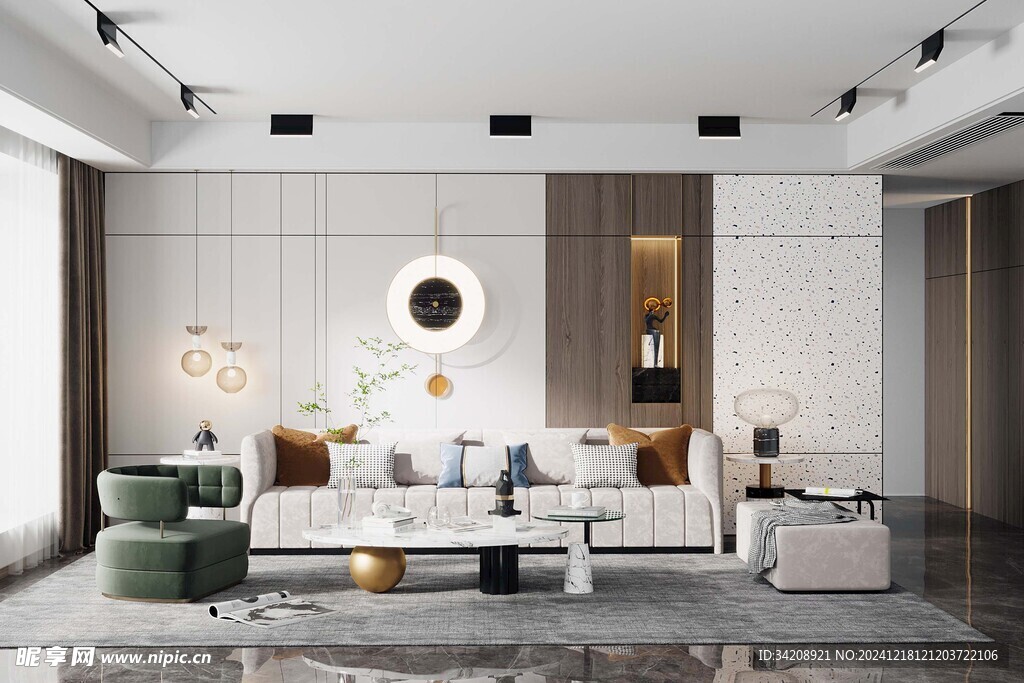 现代简约高级感新中式复古风客厅