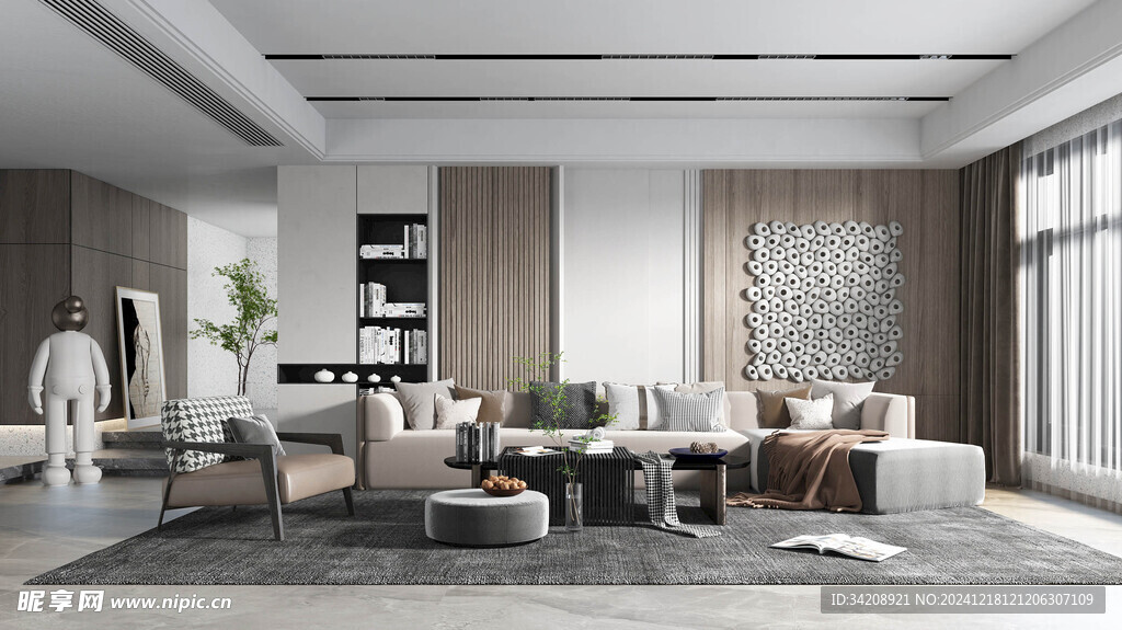 现代简约高级感新中式复古风客厅