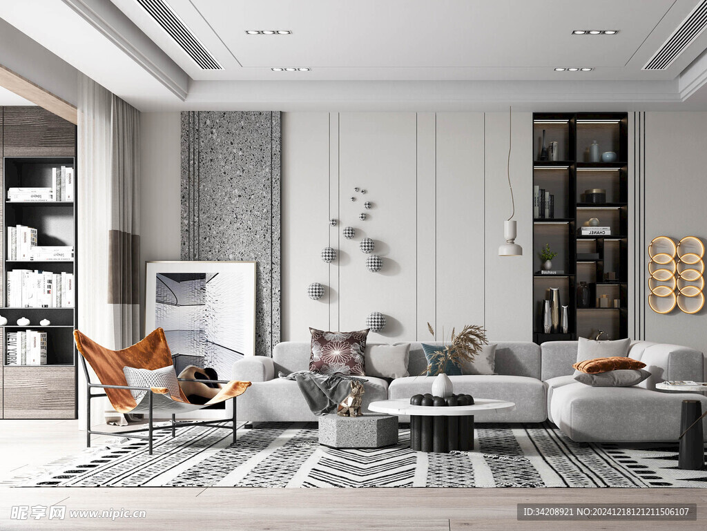 现代简约高级感新中式复古风客厅