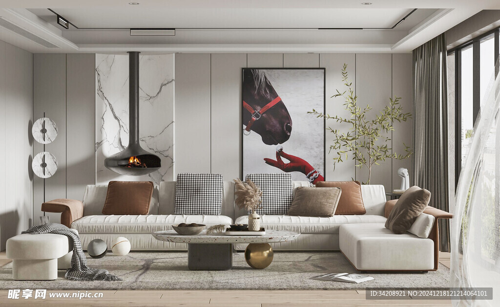 现代简约高级感新中式复古风客厅