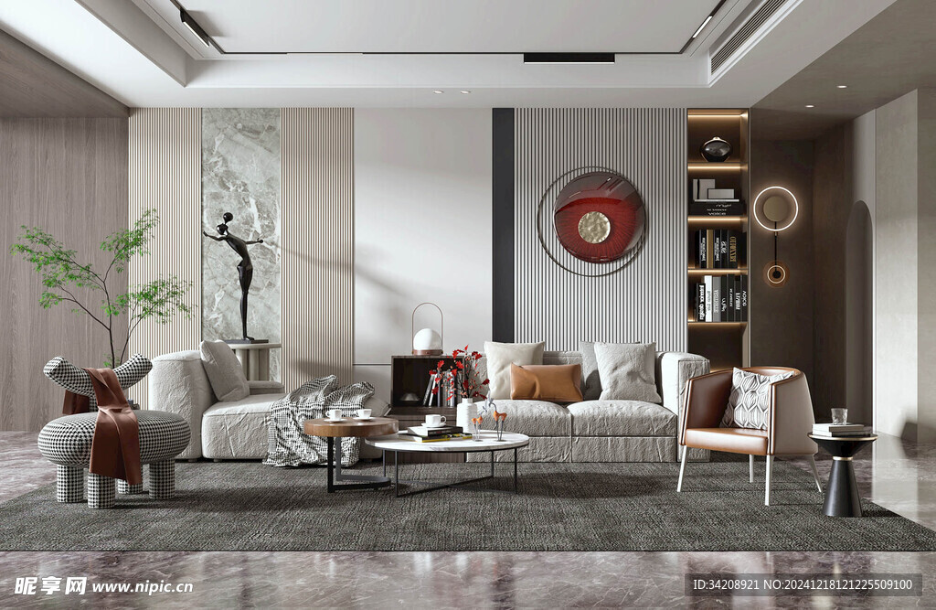 现代简约高级感新中式复古风客厅