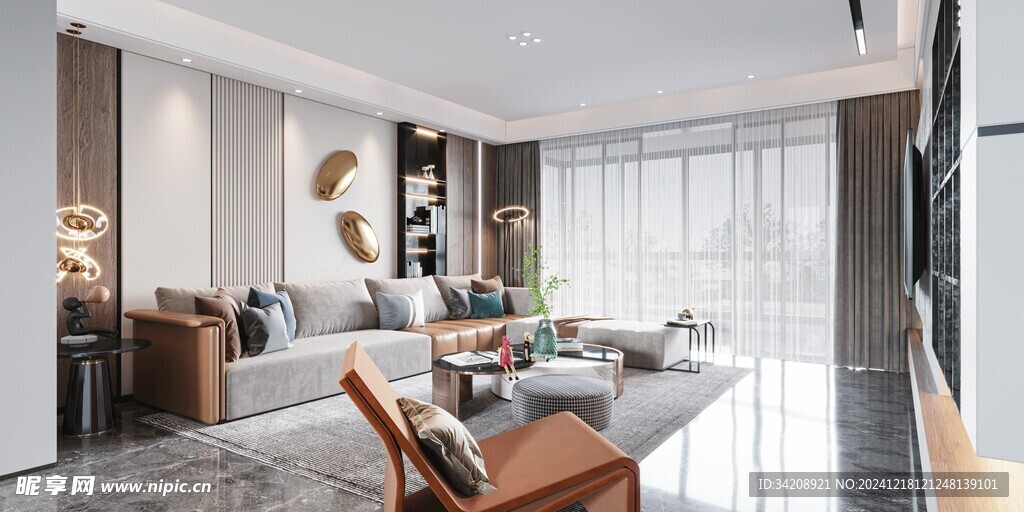 现代简约高级感新中式复古风客厅