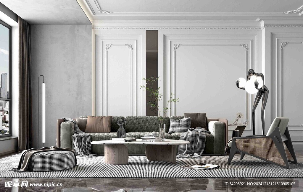 现代简约高级感新中式复古风客厅