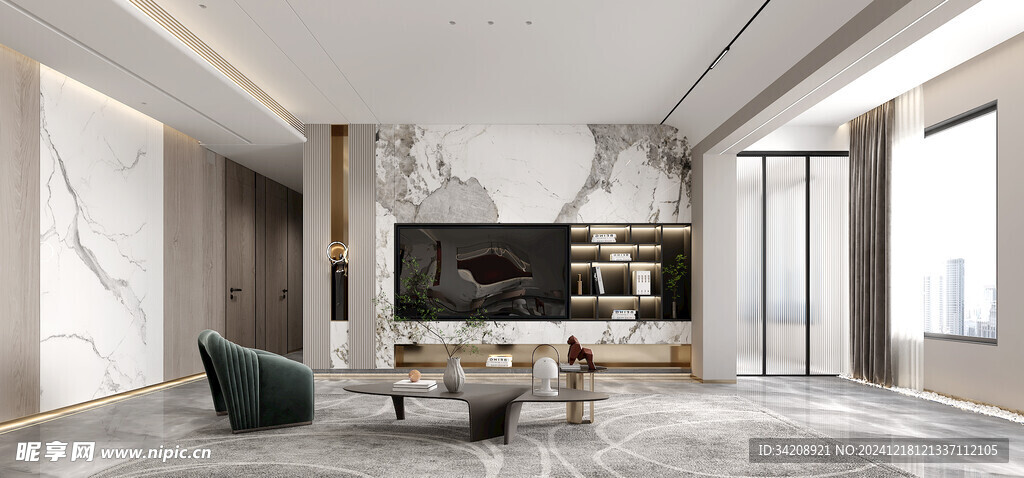 现代简约高级感新中式复古风客厅