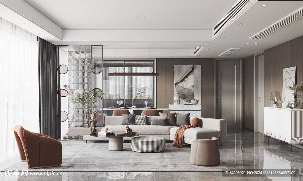 现代简约高级感新中式复古风客厅