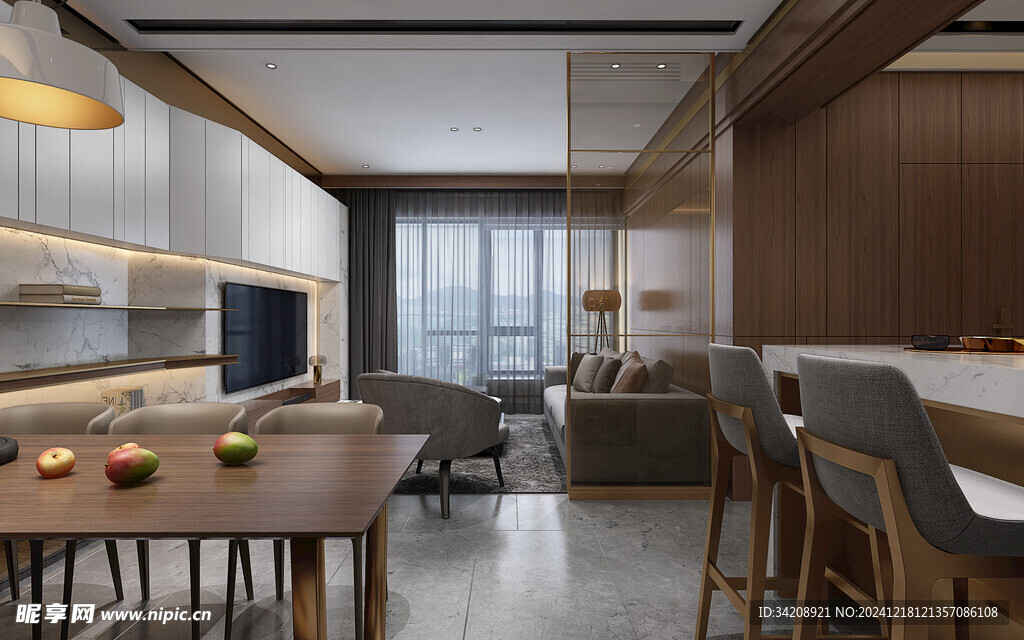 现代简约高级感新中式复古风客厅