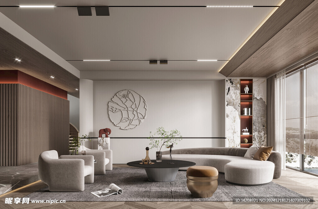 现代简约高级感新中式复古风客厅