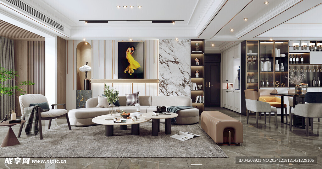 现代简约高级感新中式复古风客厅