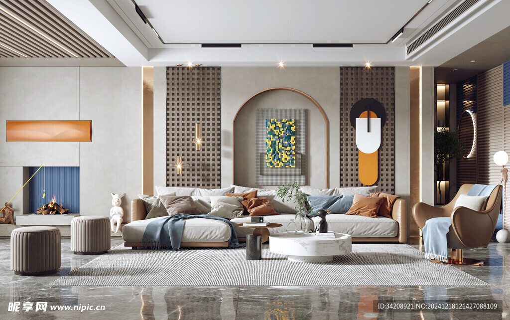 现代简约高级感新中式复古风客厅