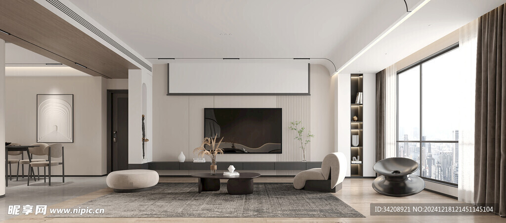 现代简约高级感新中式复古风客厅