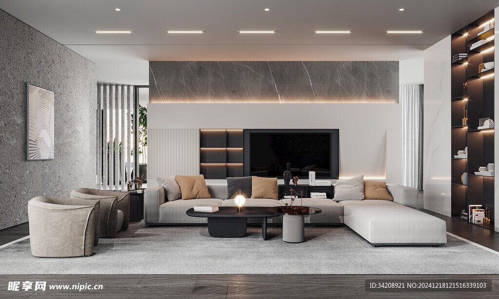 现代简约高级感新中式复古风客厅