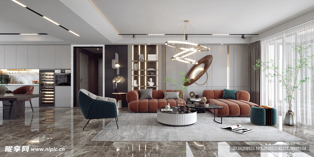 现代简约高级感新中式复古风客厅