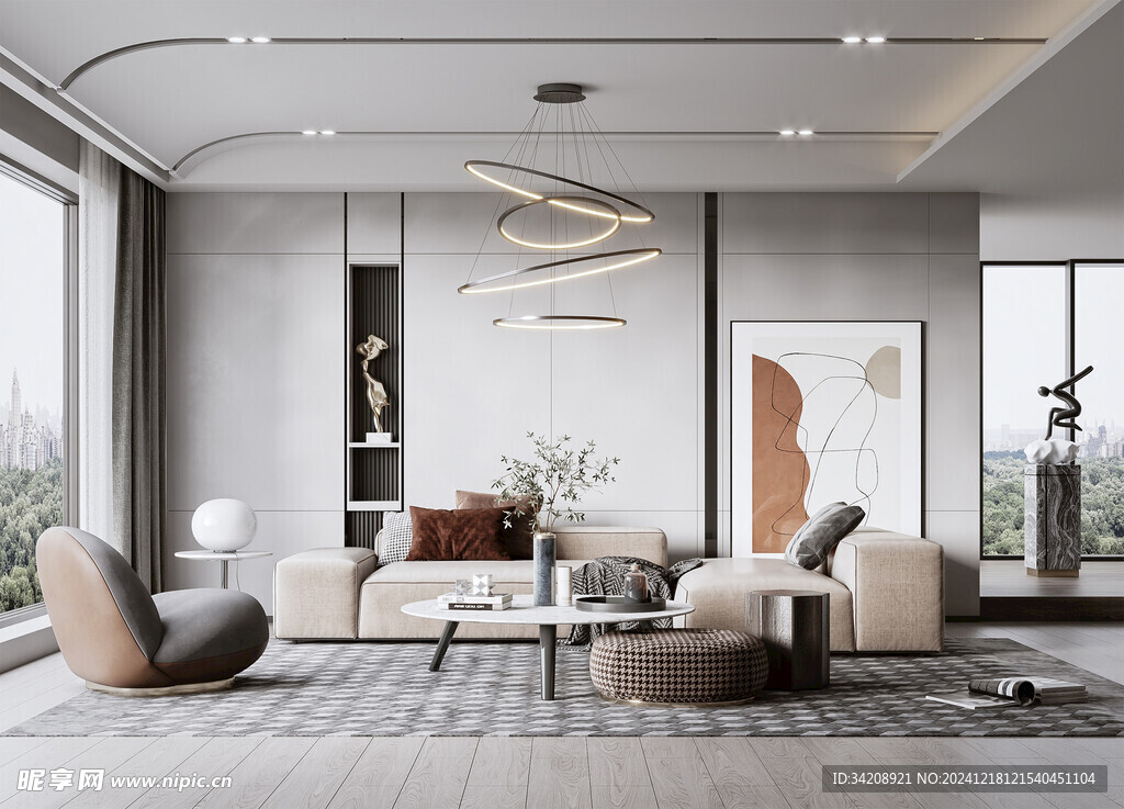 现代简约高级感新中式复古风客厅