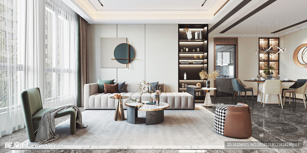 现代简约高级感新中式复古风客厅