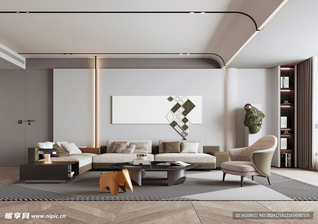 现代简约高级感新中式复古风客厅