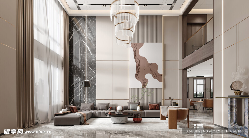 现代简约高级感新中式复古风客厅