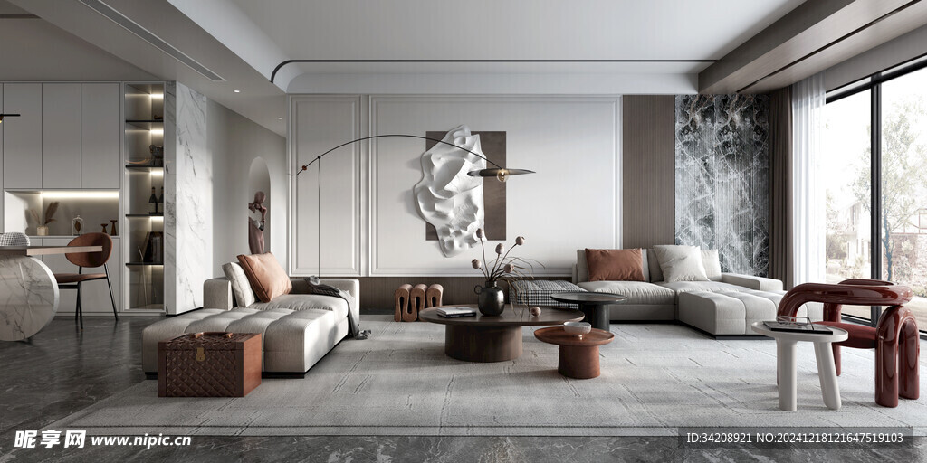 现代简约高级感新中式复古风客厅