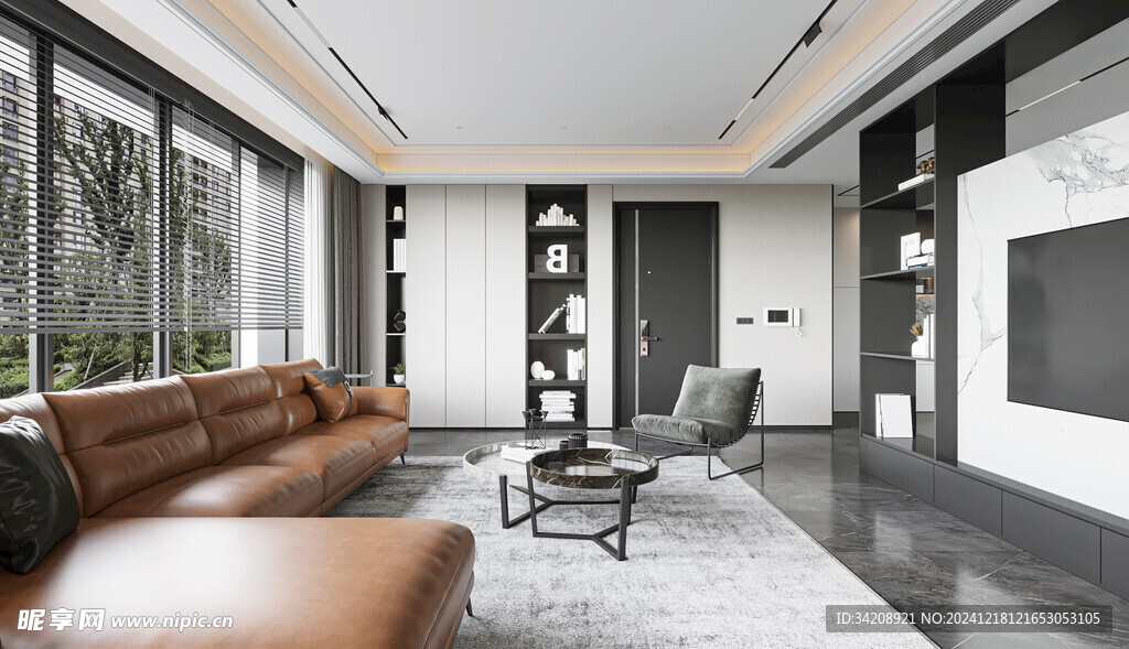 现代简约高级感新中式复古风客厅