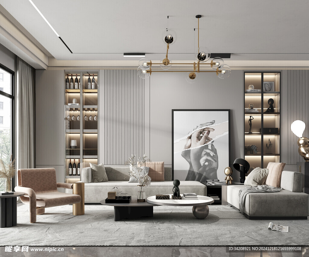 现代简约高级感新中式复古风客厅