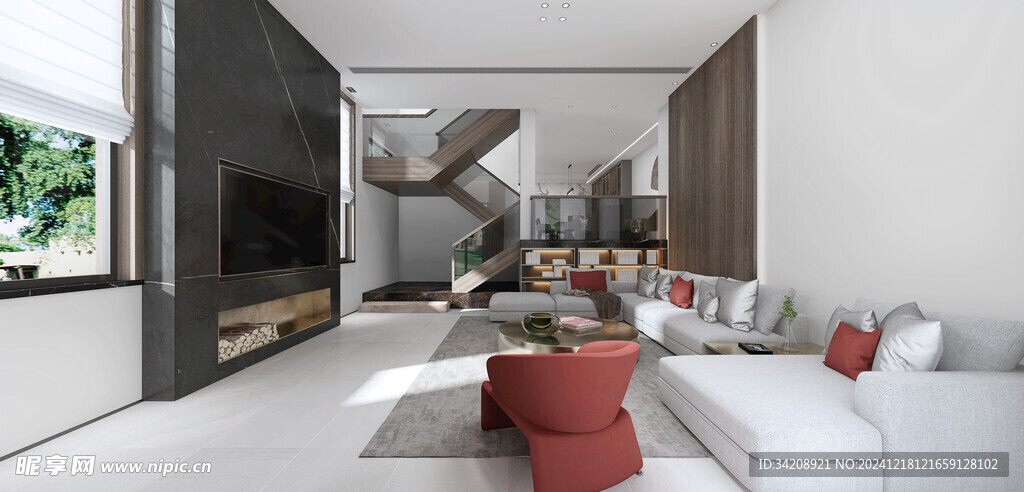 现代简约高级感新中式复古风客厅