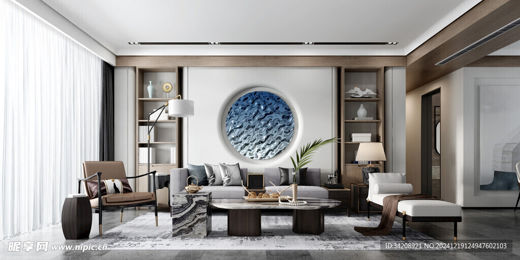 现代简约高级感新中式复古风客厅