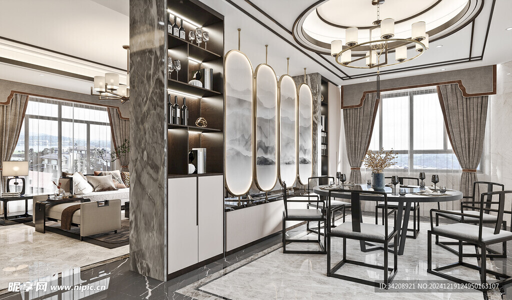 现代简约高级感新中式复古风客厅