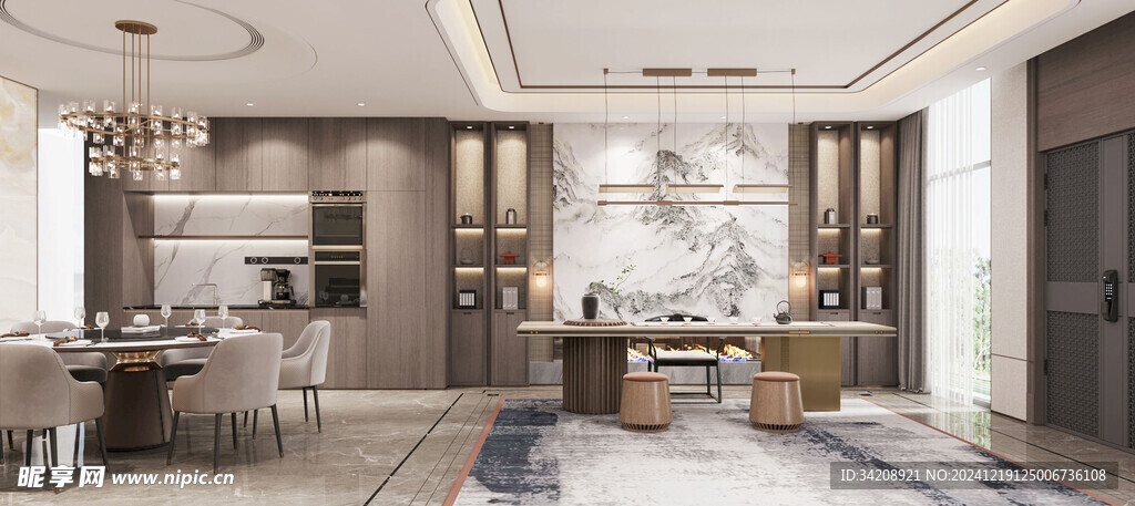 现代简约高级感新中式复古风客厅